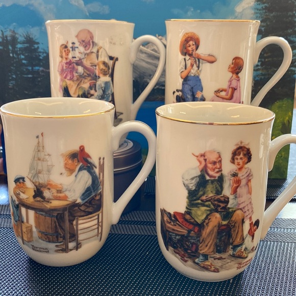 Vintage OFFICIAL Norman Rockwell Collectable Mugs (4 set) - Picture 1 of 14